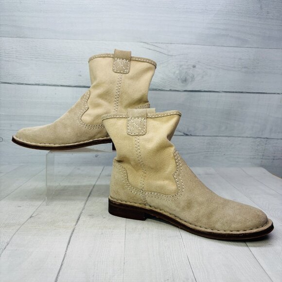 Clarks Cabaret Stage Sand Suede Womens Ankle Boots Slouchy Block Heel Size 6.5 - Picture 4 of 14